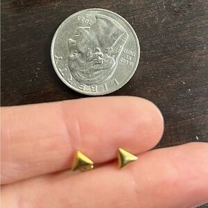 Gold Look Titanium Triangle  Stud Earrings Flatbacks